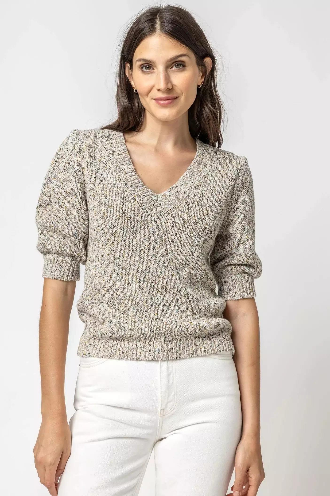 Elbow Sleeve V-Neck Sweater