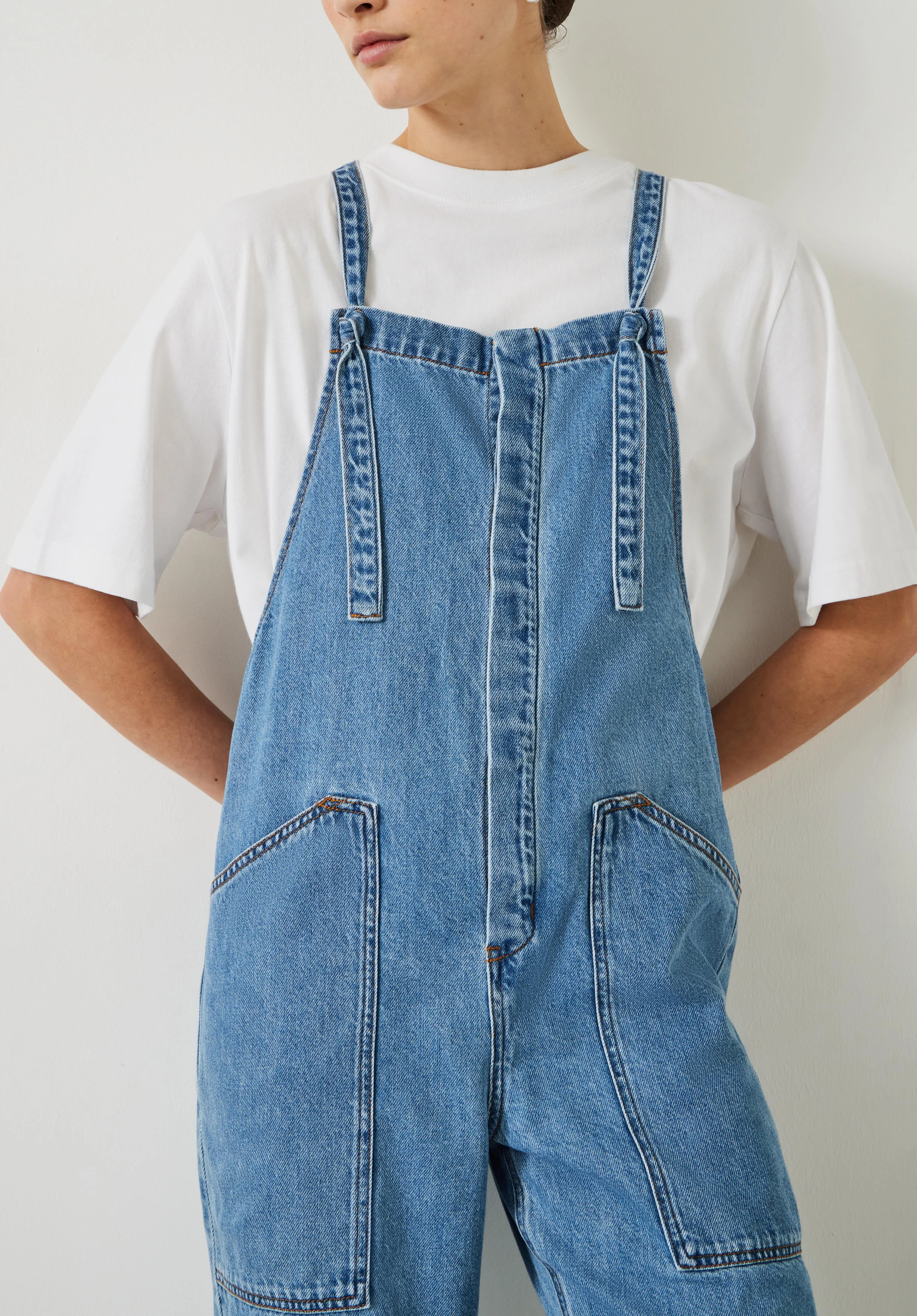 Ellie Denim Cropped Dungarees