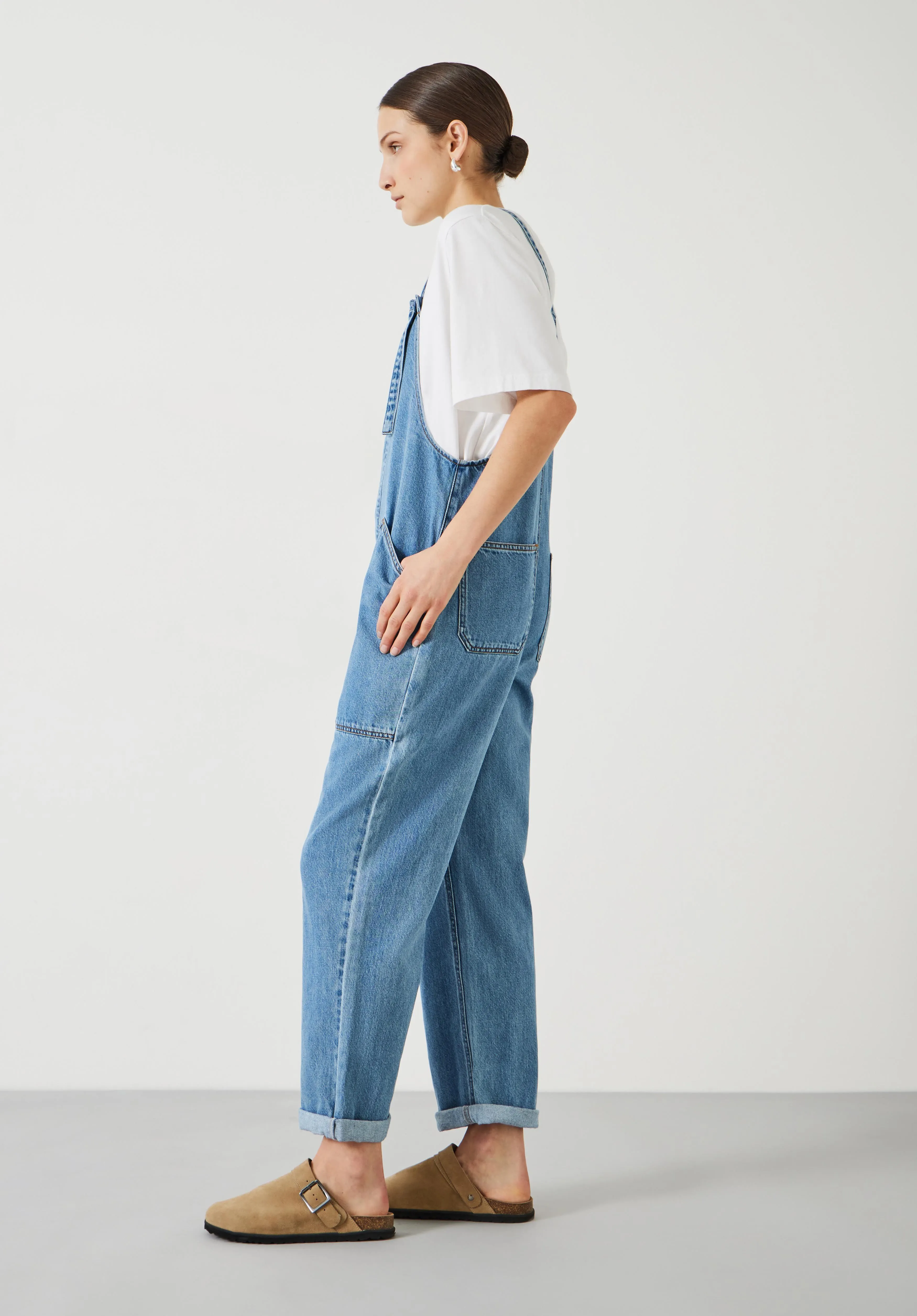 Ellie Denim Cropped Dungarees