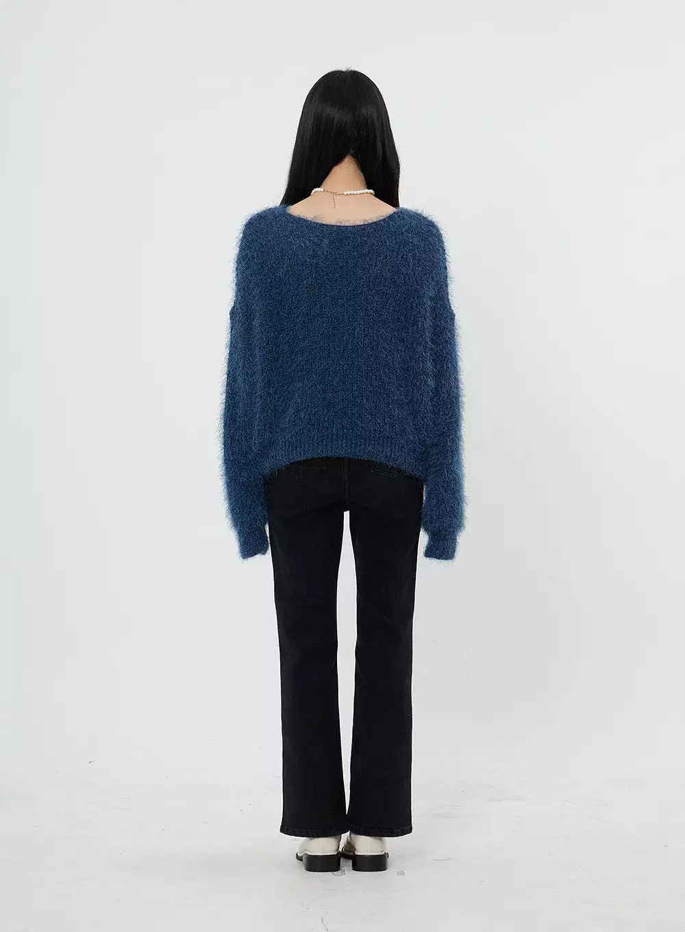 Faux Fur V-Neck Sweater OD21