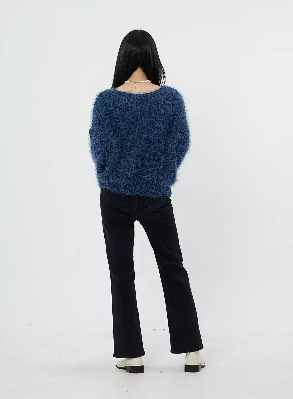 Faux Fur V-Neck Sweater OD21