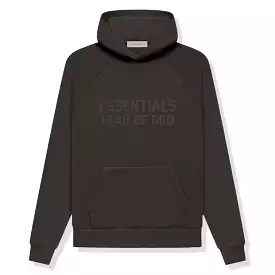 Fear Of God Essentials Logo Flocked Off Black Hoodie