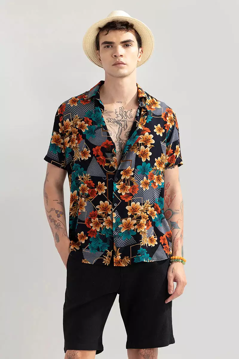 floral abstract black shirt