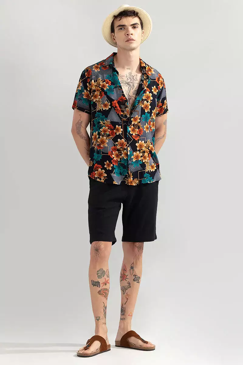 floral abstract black shirt