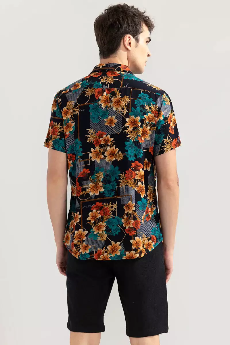 floral abstract black shirt