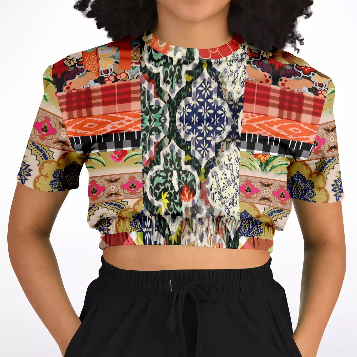 Flowers of Solvang Short Sleeve Cropped Eco-Poly Sweater