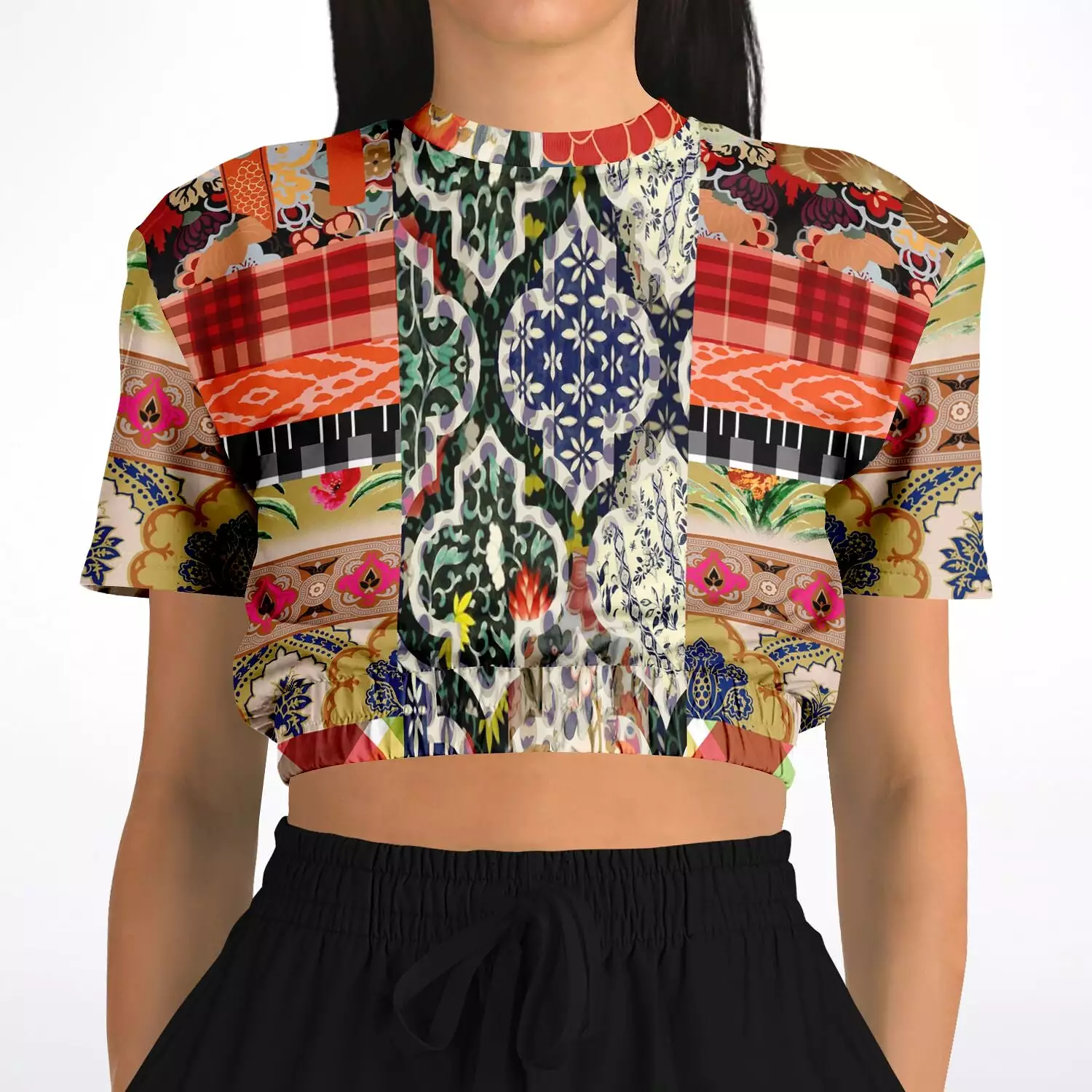 Flowers of Solvang Short Sleeve Cropped Eco-Poly Sweater