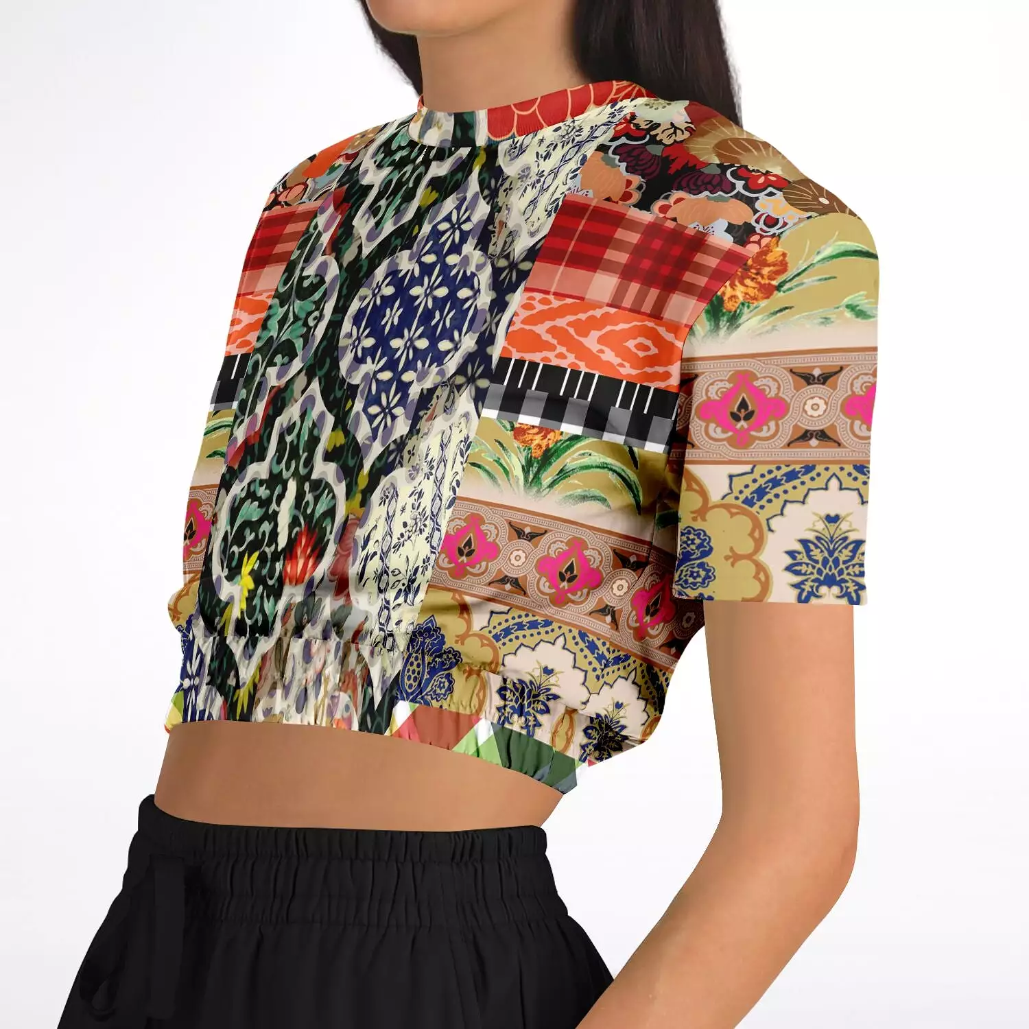 Flowers of Solvang Short Sleeve Cropped Eco-Poly Sweater