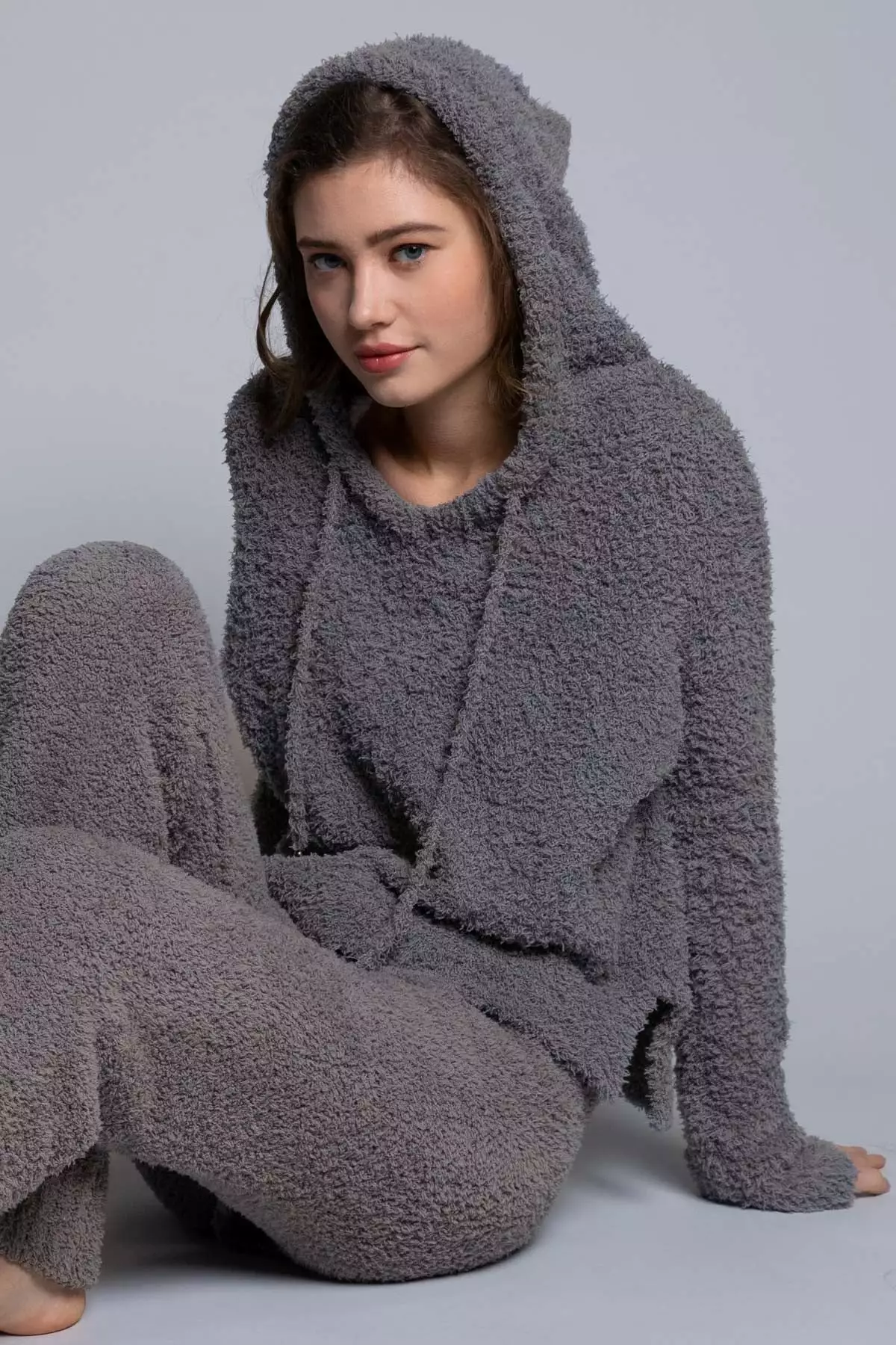 Fuzzy pullover hoodie