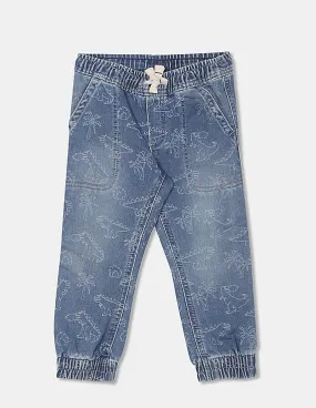 GAP Boys Blue Drawstring Waist Printed Jogger Jeans