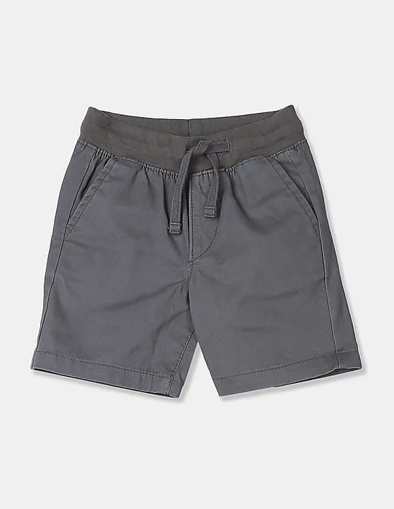 GAP Toddler Boy Charcoal Drawstring Waist Solid Twill Pull On Shorts