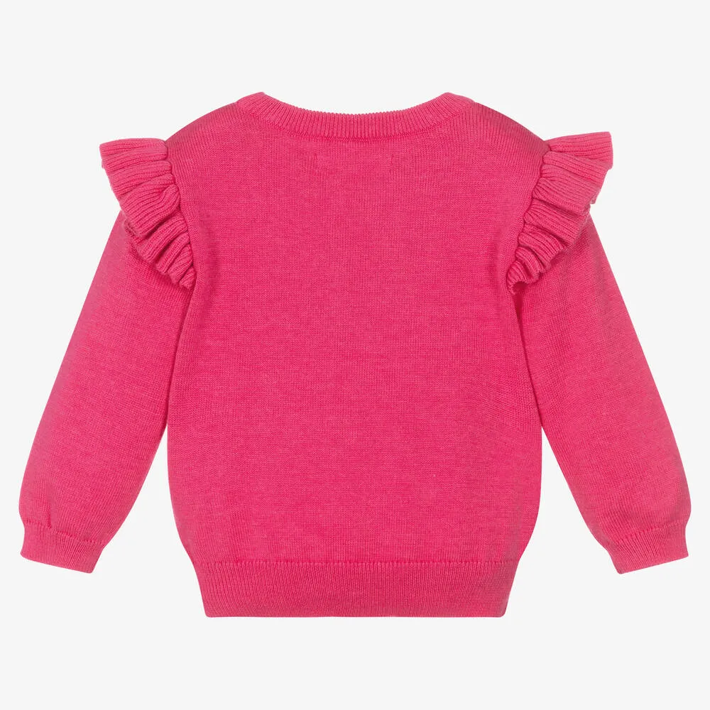 Girls Pink Butterfly Sweater