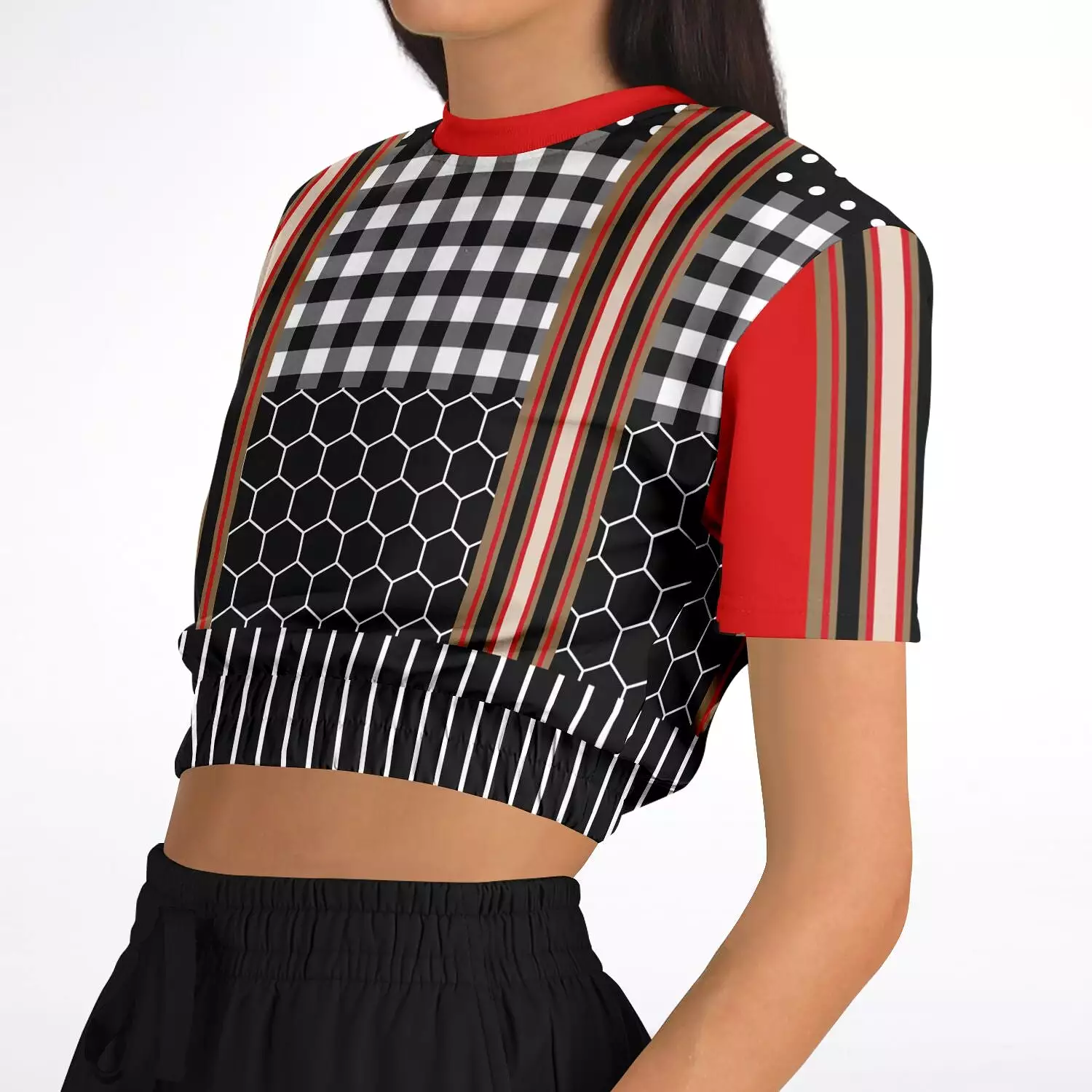 Gold Line Red DLX Short Sleeve Cropped Eco-Poly Sweater