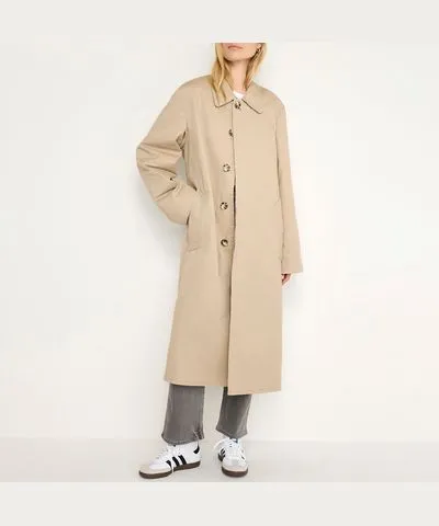 Good American Cotton-Blend Gabardine Mac Coat