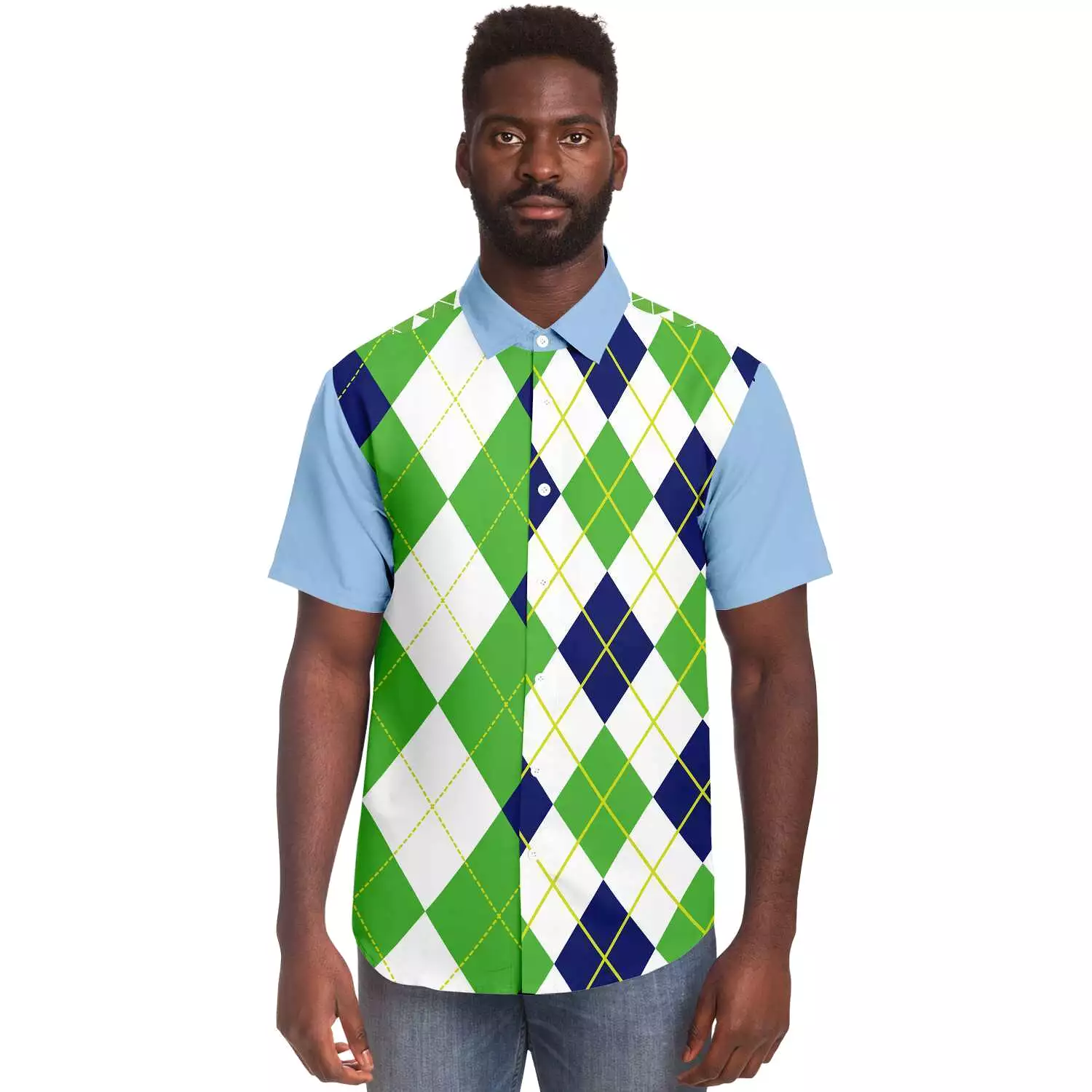 Green Par 4 Short Sleeve Button Down Shirt