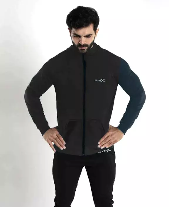 Gymx black hoodie with blue sleeve - Sale