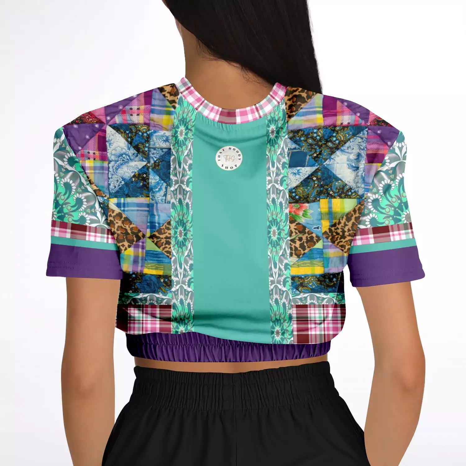 Gypsy Queen Purple Short Sleeve Cropped Eco-Poly Sweater