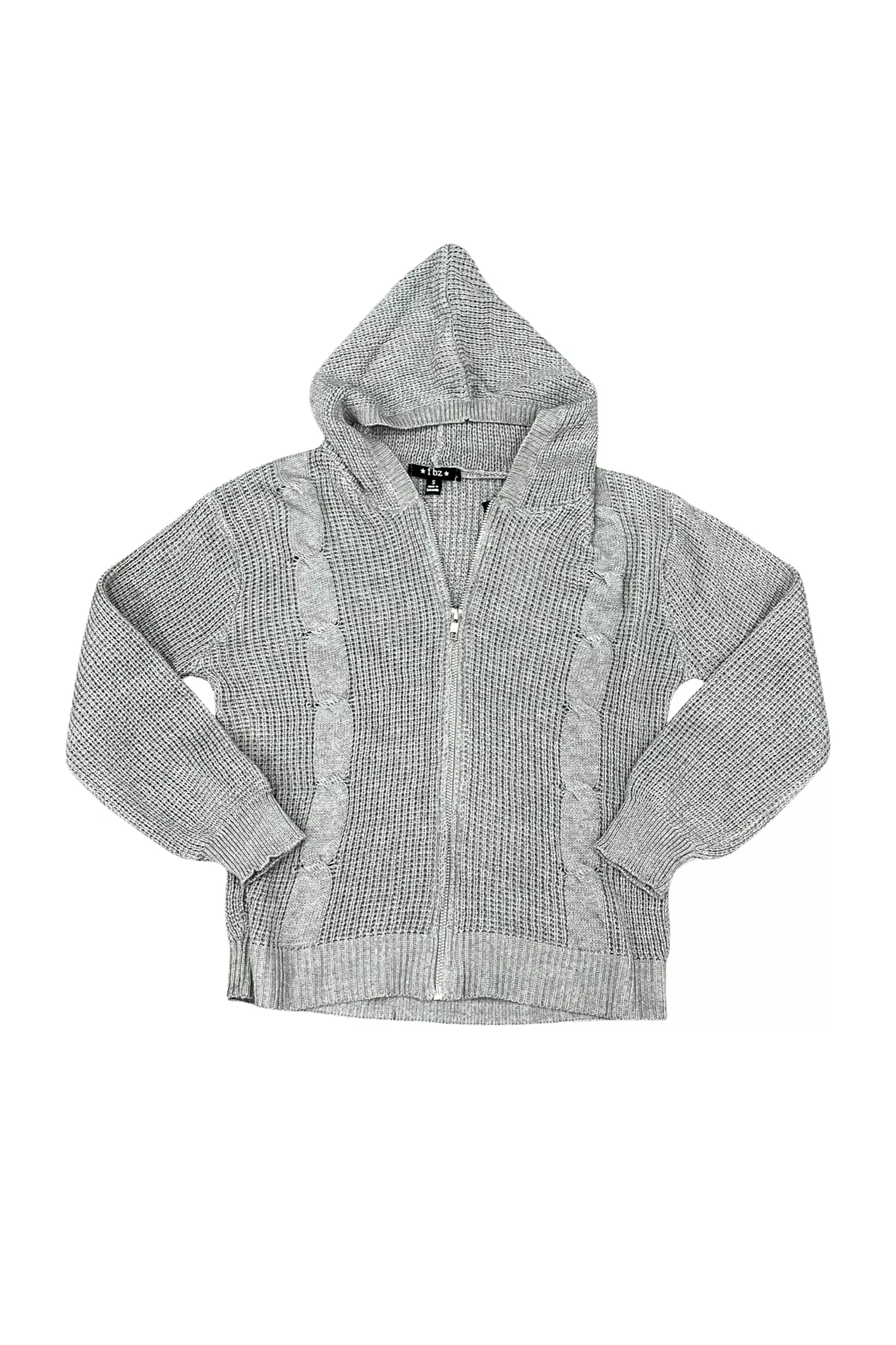 Heather Grey Cable Knit Zip Hoodie