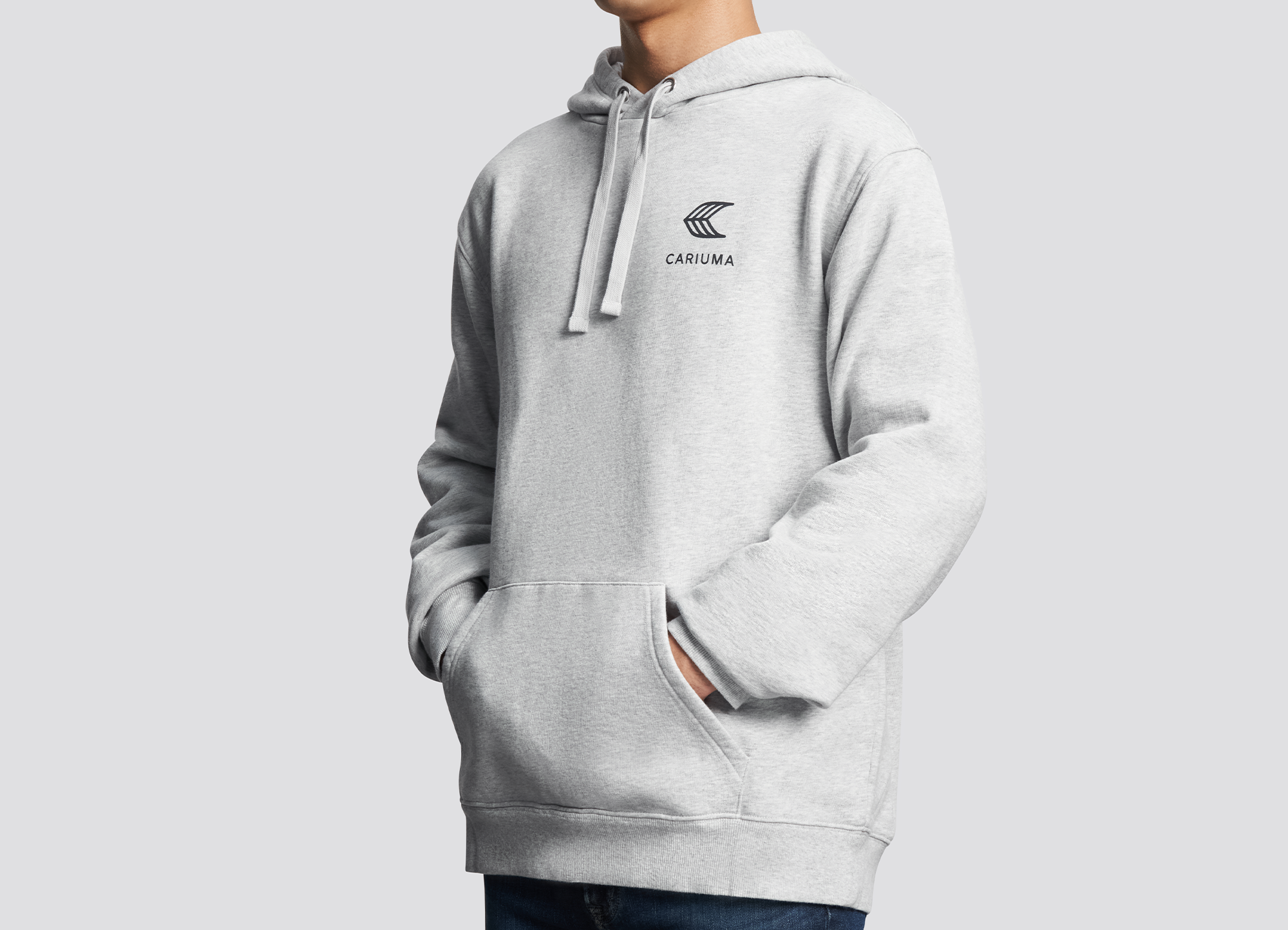 Hoodie Melange Grey with Black Logo