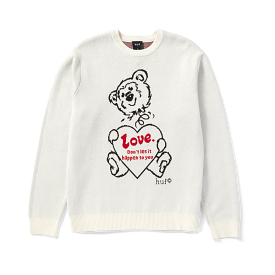 Huf Bad News Crewneck Sweater Bone