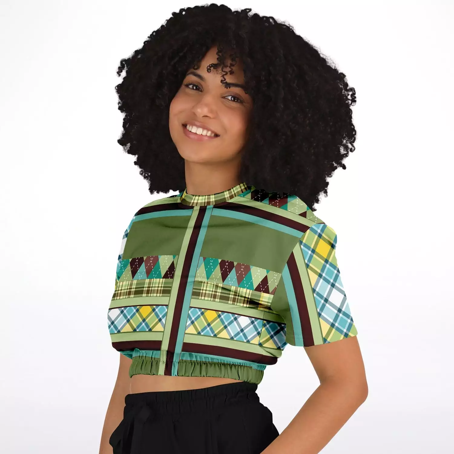 Hypnotic Zen Short Sleeve Cropped Eco-Poly Sweater