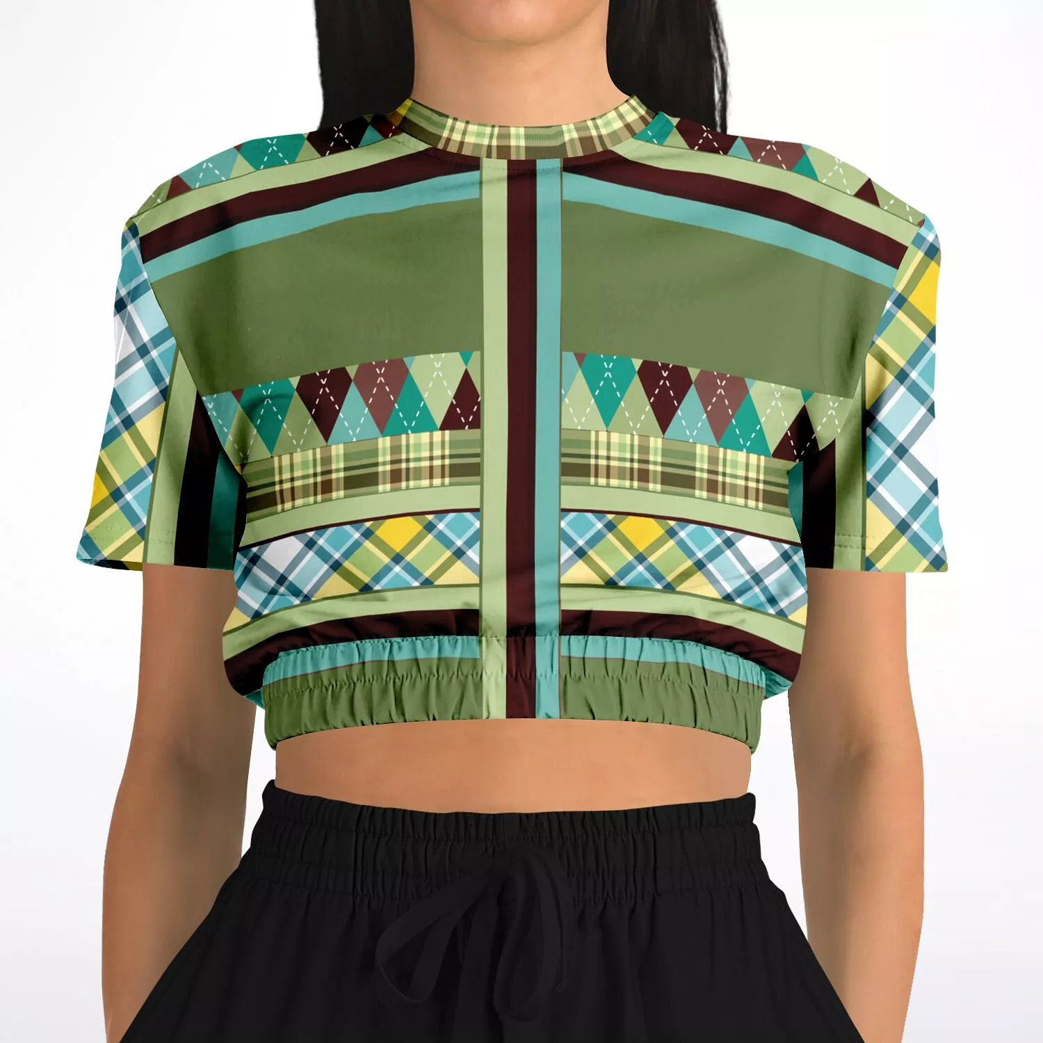 Hypnotic Zen Short Sleeve Cropped Eco-Poly Sweater