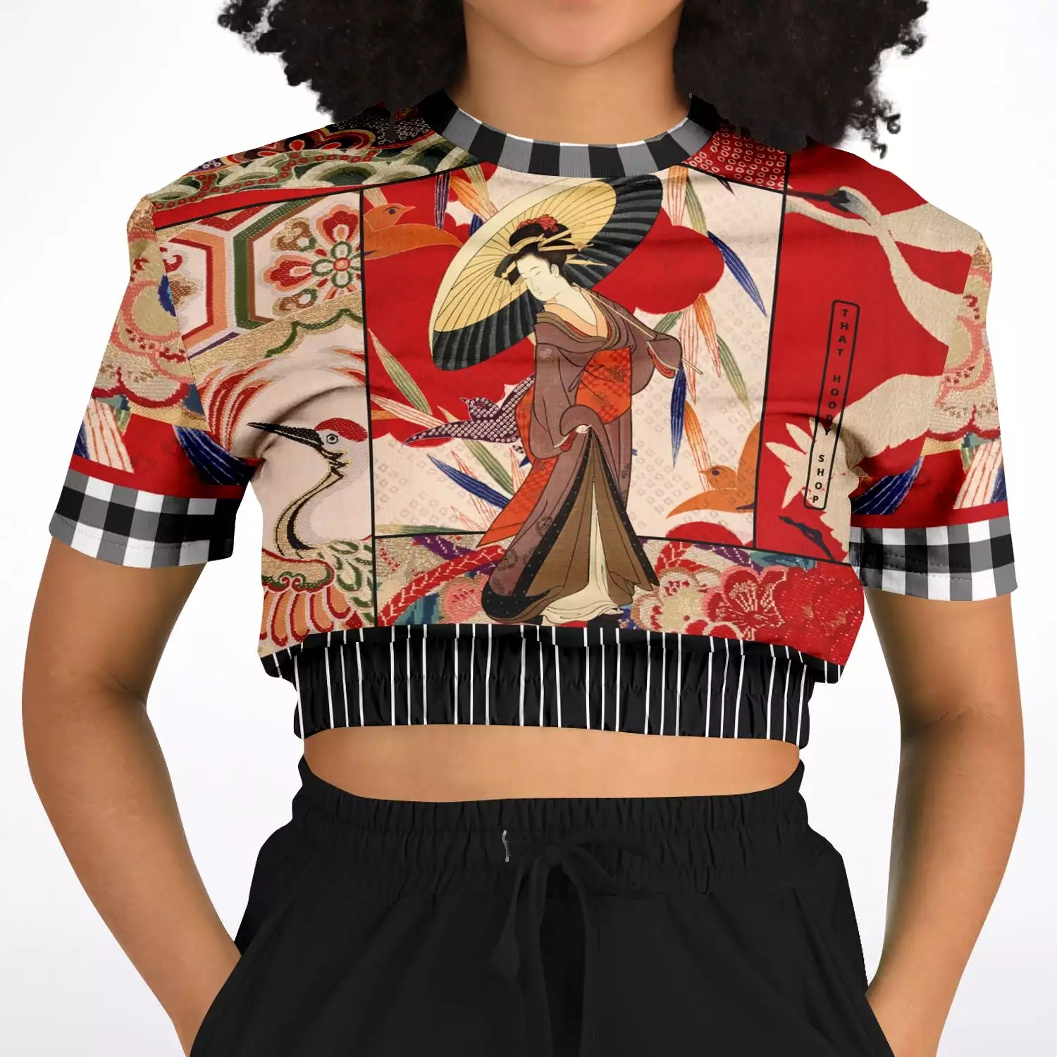 I Am Geisha Short Sleeve Cropped Eco-Poly Sweater