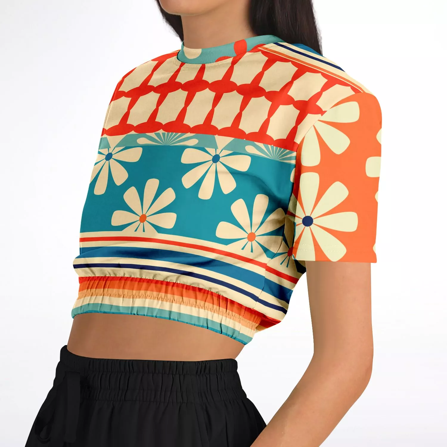 Ima Wallflower Short Sleeve Cropped Eco-Poly Sweater