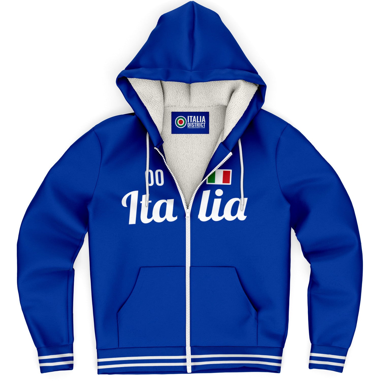 Italy Microfleece Zip-Up Hoodie - Custom Name + Number