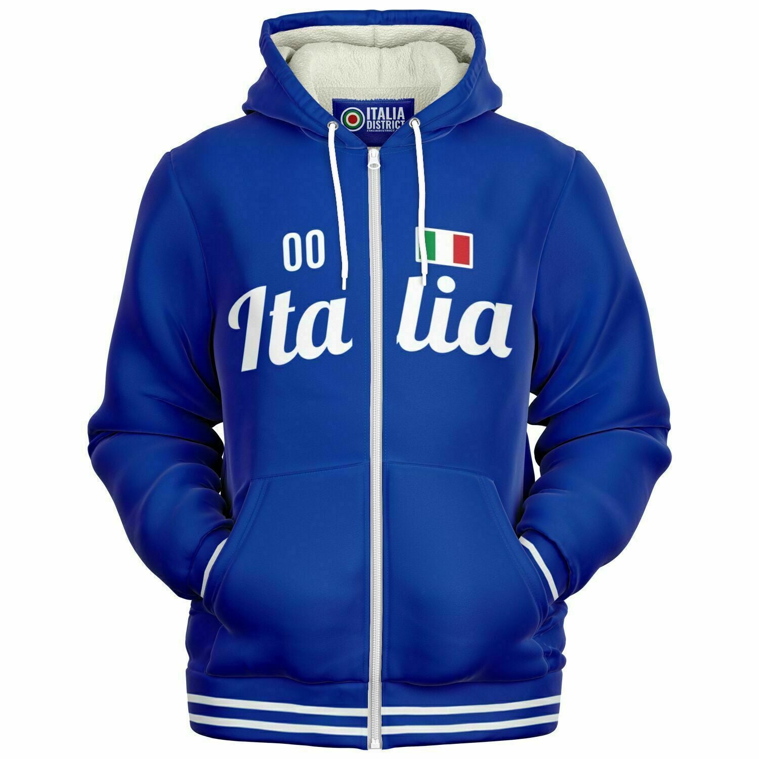 Italy Microfleece Zip-Up Hoodie - Custom Name + Number