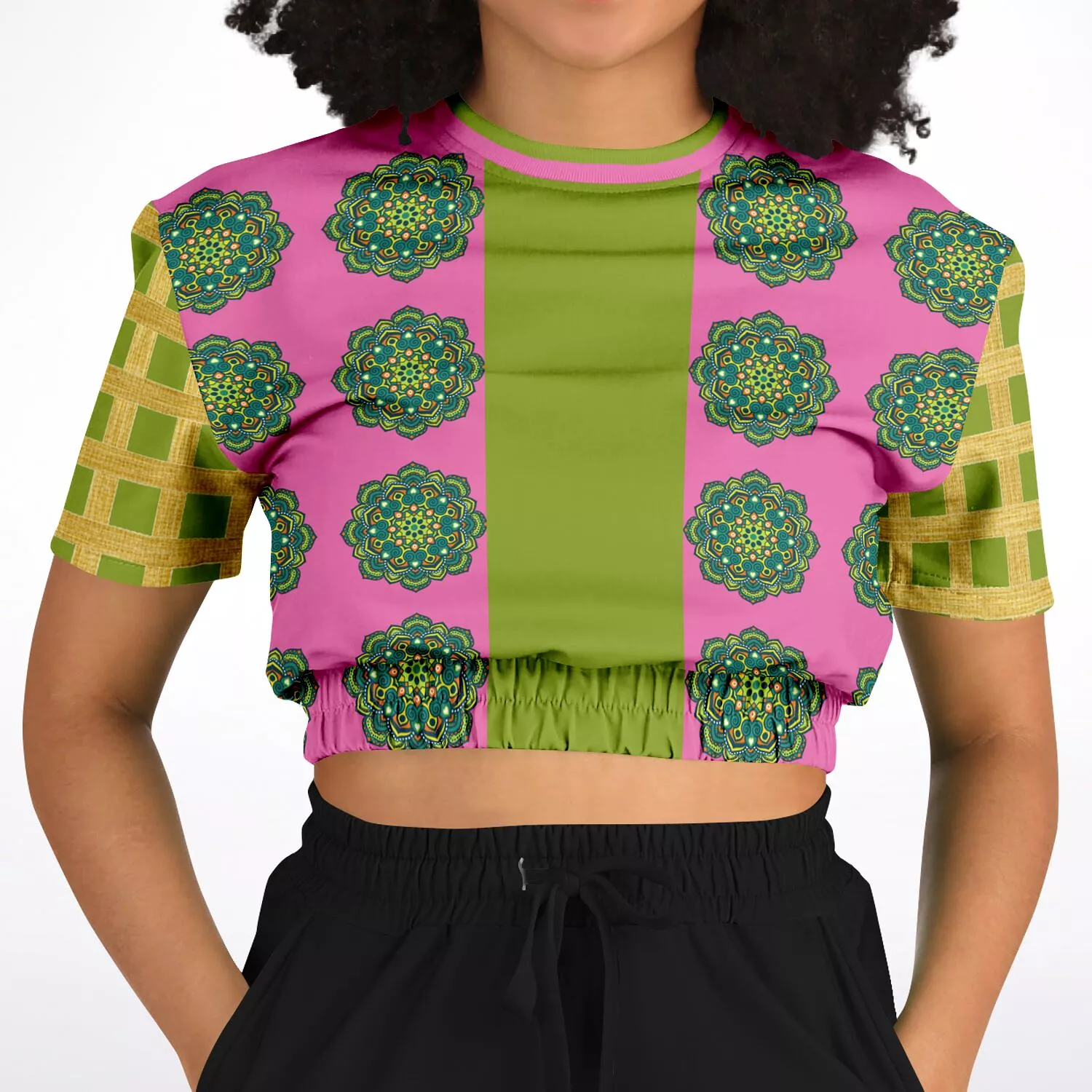 Jambalaya Short Sleeve Cropped Eco-Poly Sweater