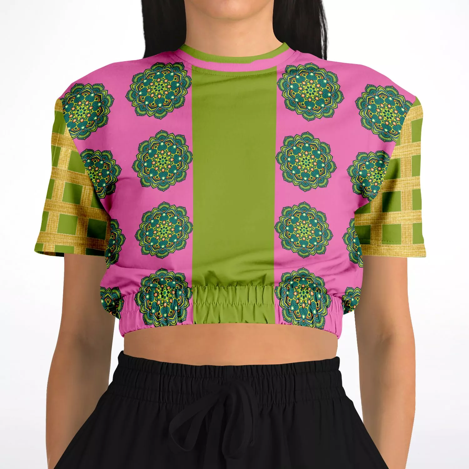 Jambalaya Short Sleeve Cropped Eco-Poly Sweater