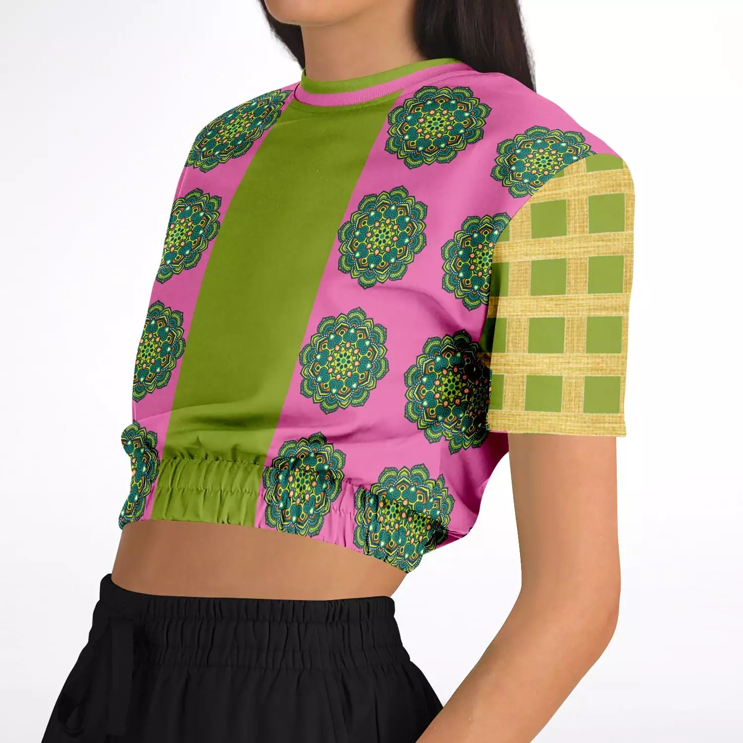 Jambalaya Short Sleeve Cropped Eco-Poly Sweater