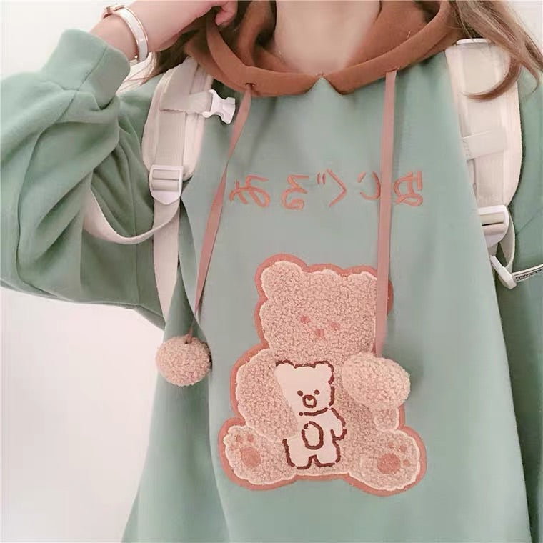 JAPANESE CUTE BEAR VELVET HOODIE BY99222