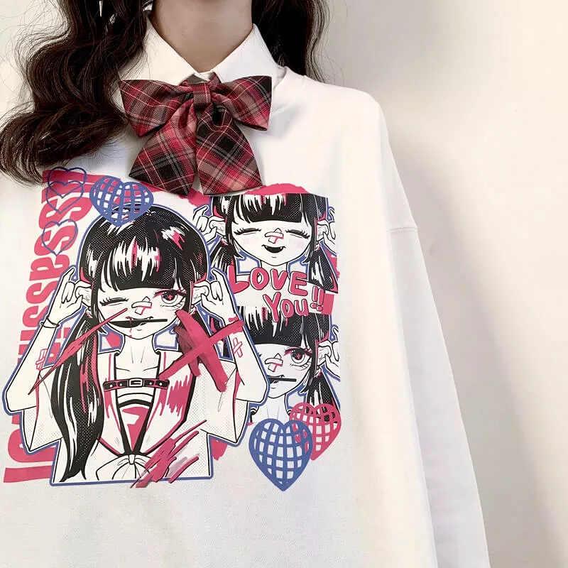 japanese dark Assassin cartoon print pullover hoodie BY900037