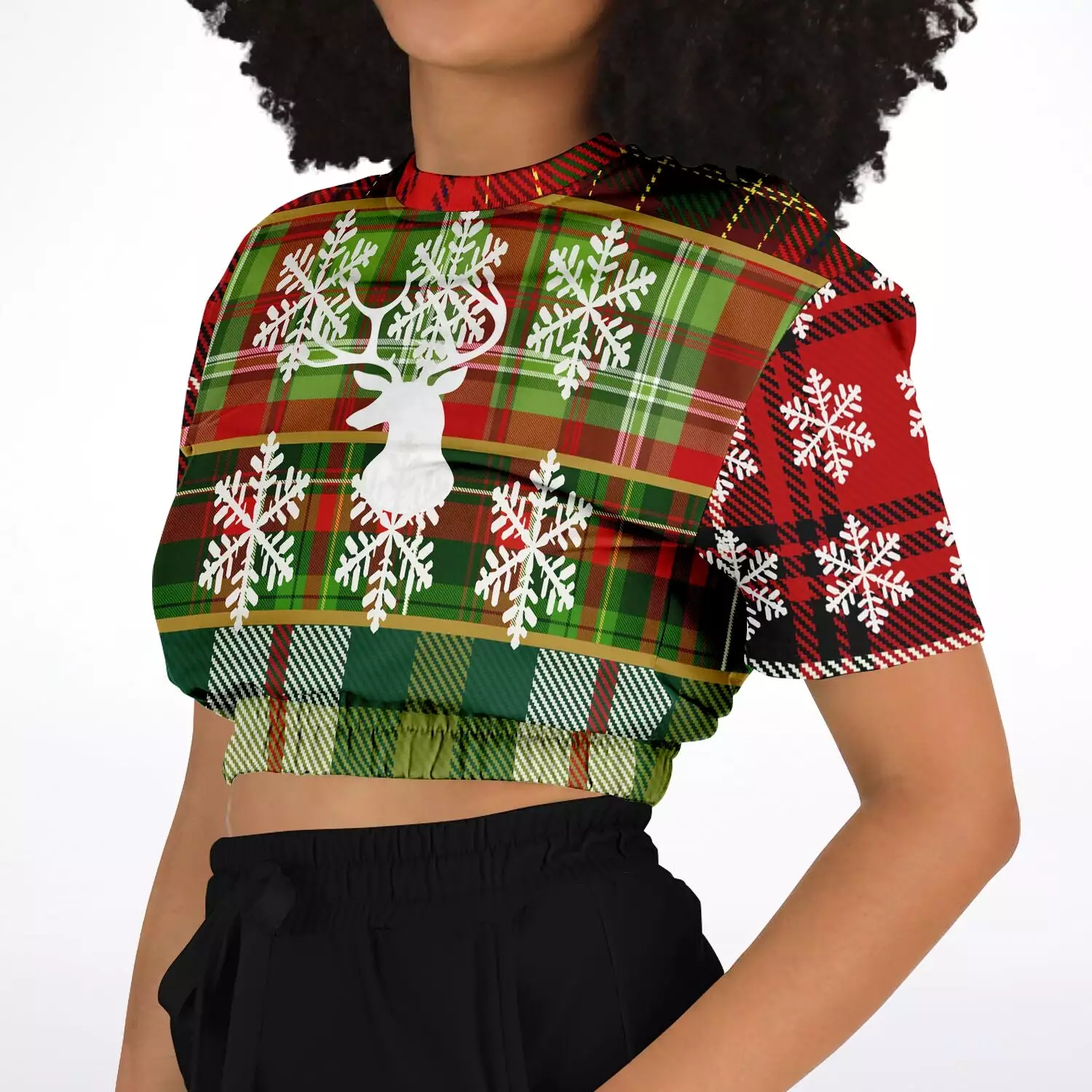 Jingles Short Sleeve Cropped Eco-Poly Sweater