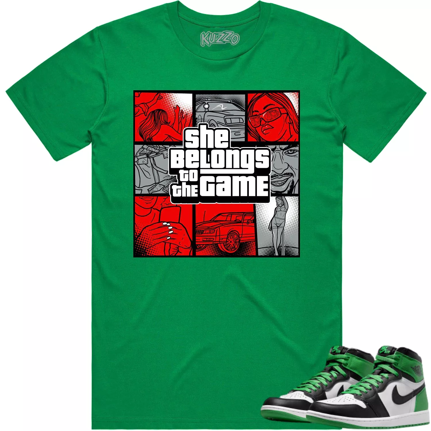 Jordan 1 Lucky Green 1s Shirt to Match - RED BELONGS TO THE GAME