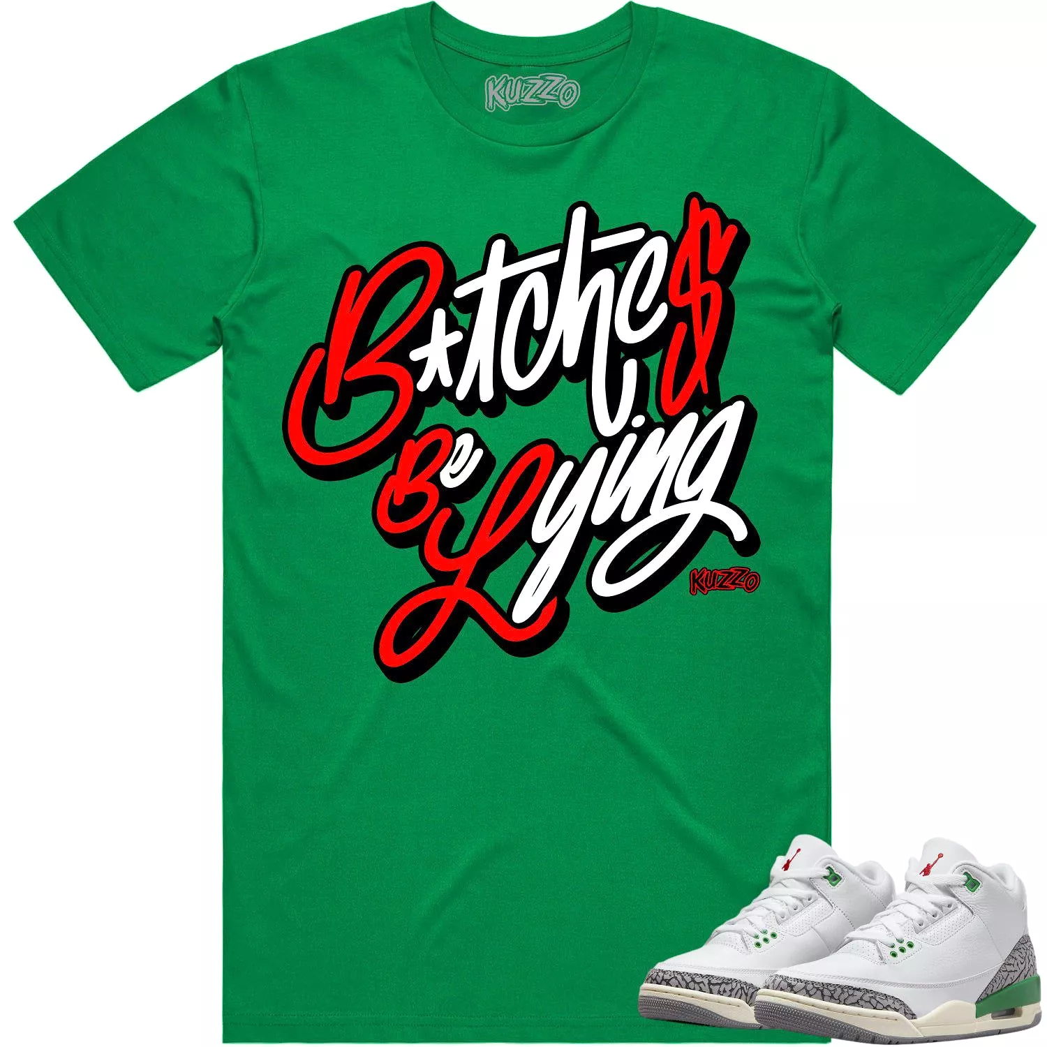 Jordan 3 Lucky Green 3s Shirt to Match - RED BBL