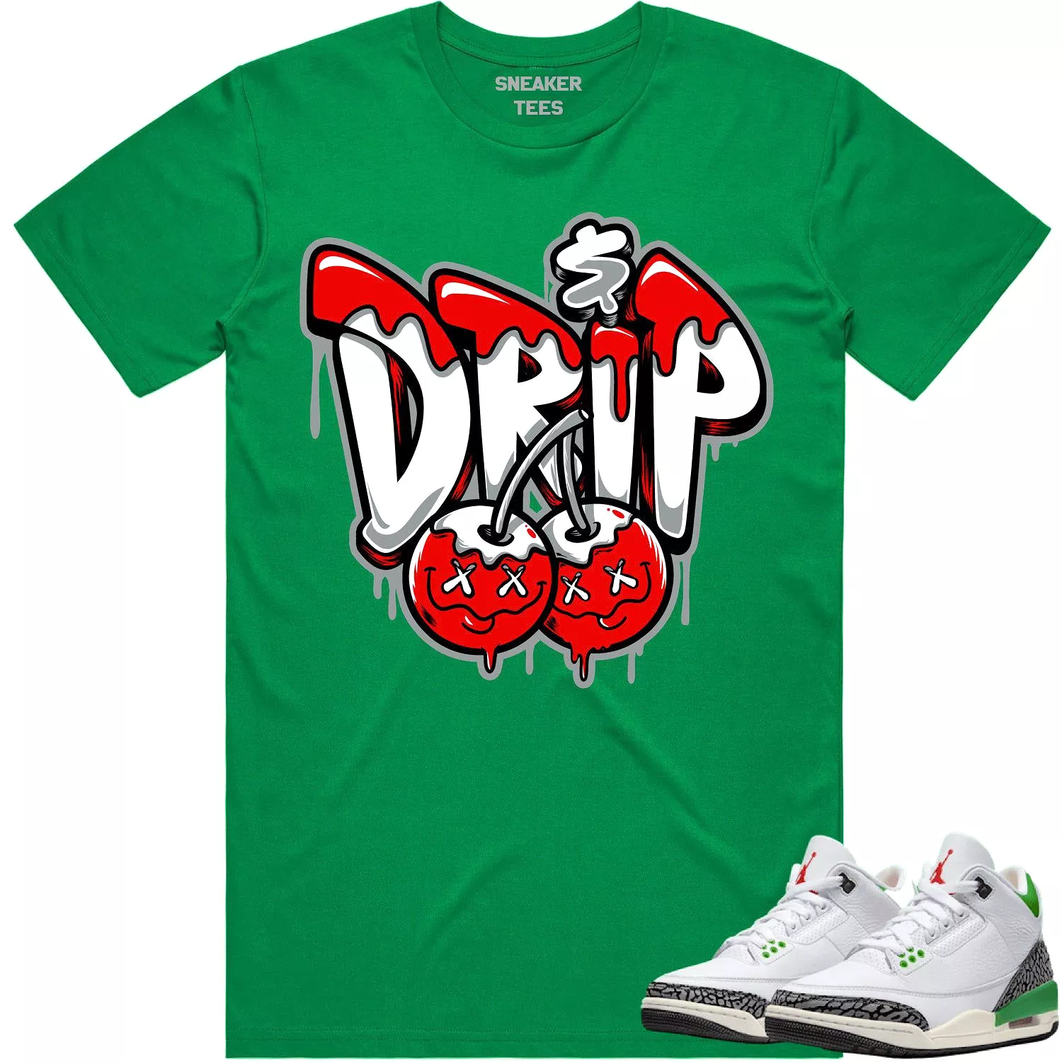 Jordan 3 Lucky Green 3s Shirt to Match - RED MONEY DRIP