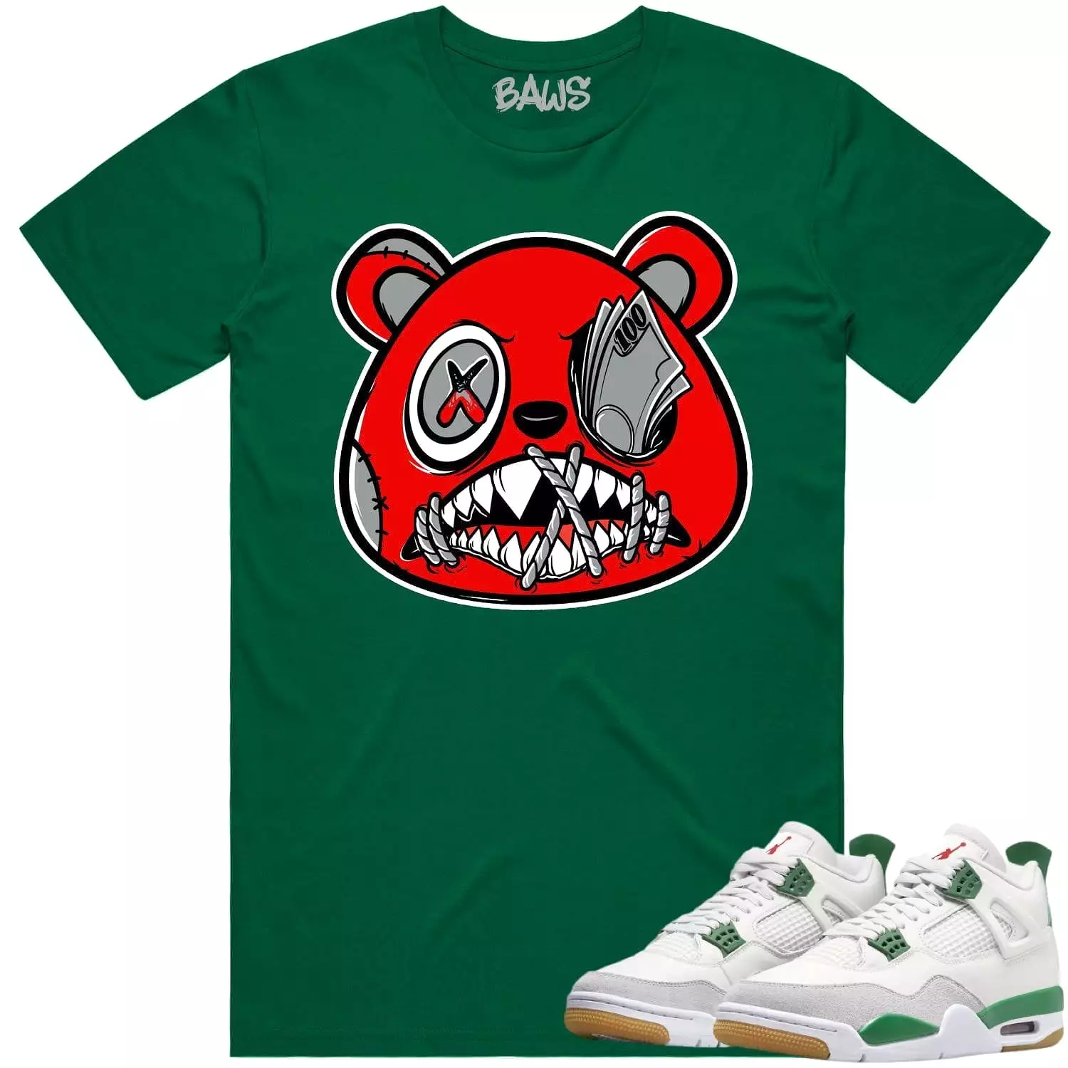 Jordan 4 Pine Green SB 4s Shirt to Match - ANGRY MONEY TALKS BAWS