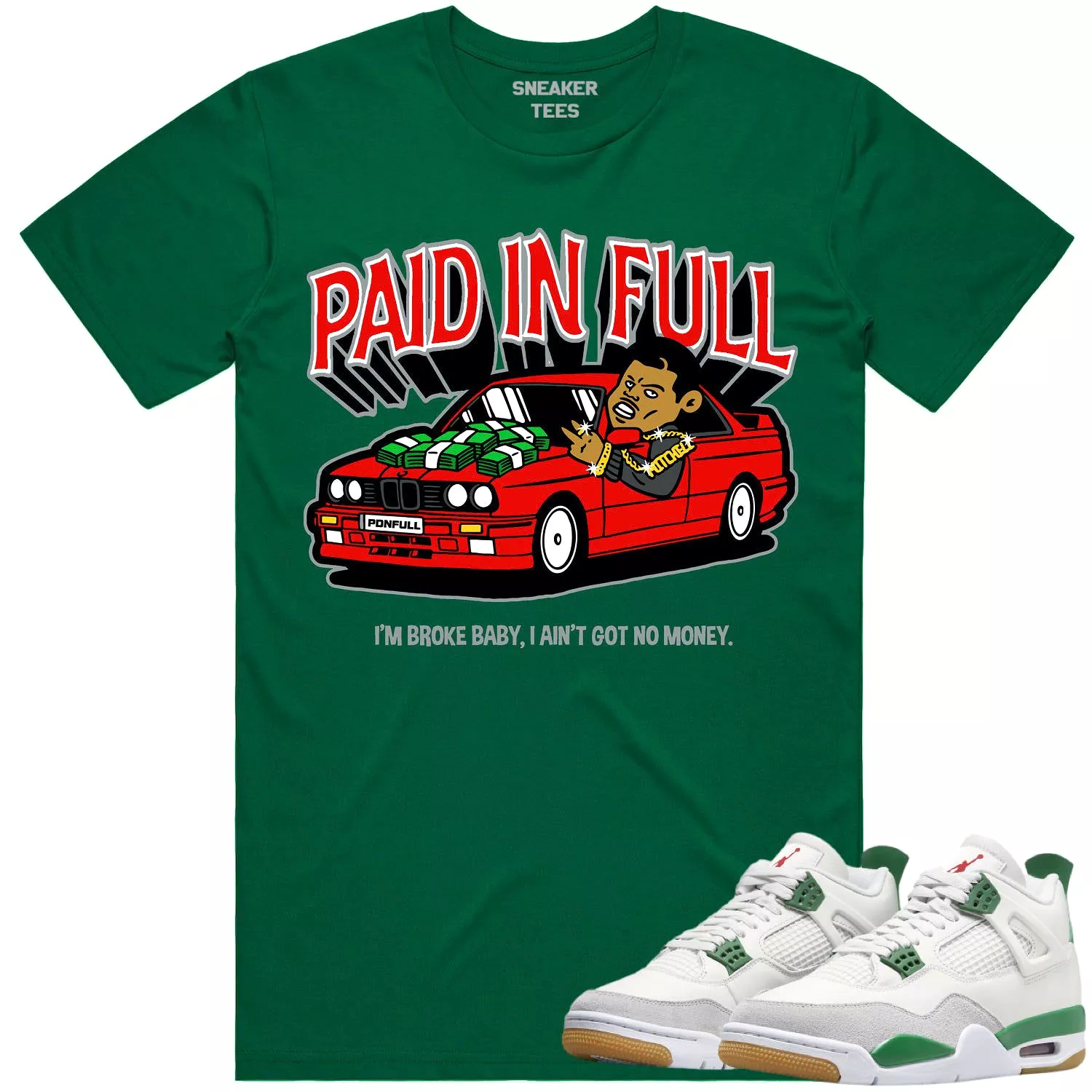 Jordan 4 Pine Green SB 4s Shirt to Match - RED PAID