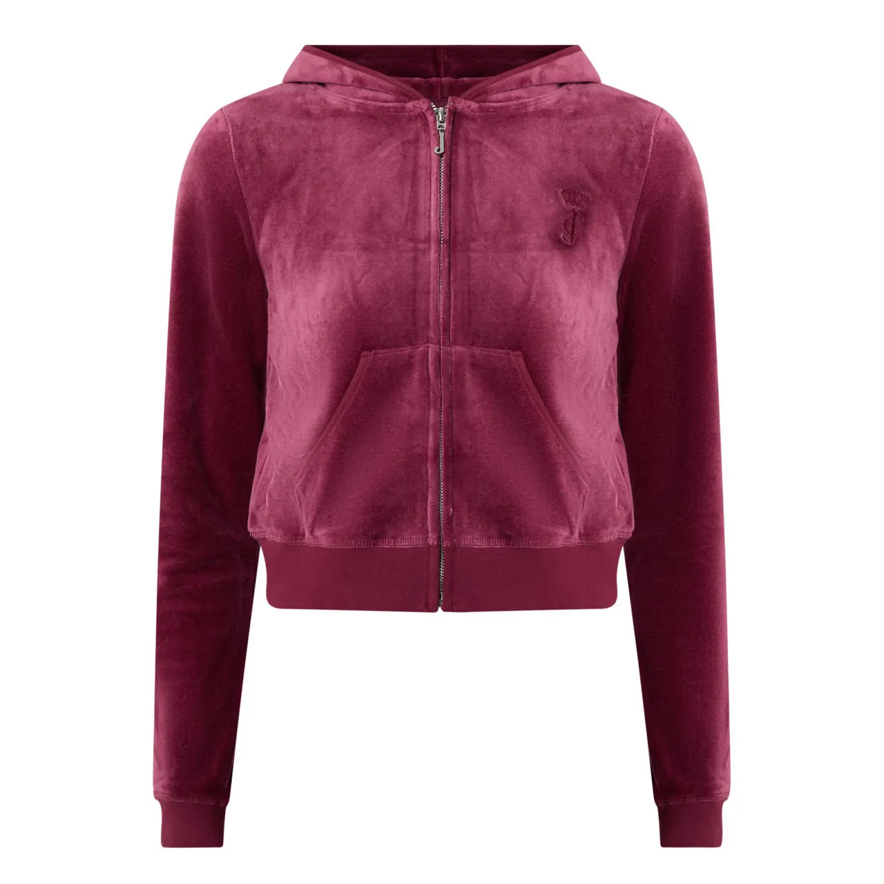 JUICY COUTURE Robyn Logo Cropped Drawstring Hoodie - Burgundy