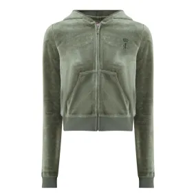 JUICY COUTURE Robyn Logo Cropped Drawstring Hoodie - Green