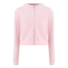 JUICY COUTURE Robyn Logo Cropped Drawstring Hoodie - Pink