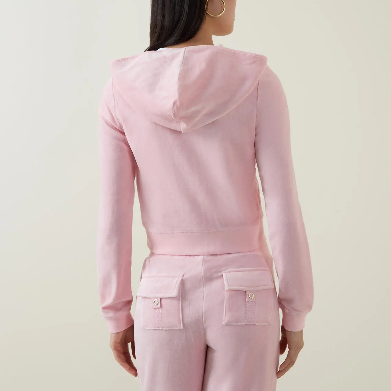 JUICY COUTURE Robyn Logo Cropped Drawstring Hoodie - Pink