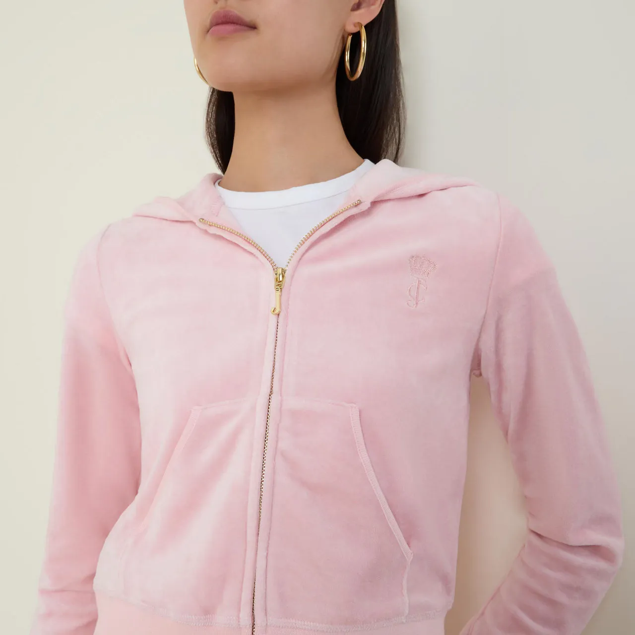 JUICY COUTURE Robyn Logo Cropped Drawstring Hoodie - Pink