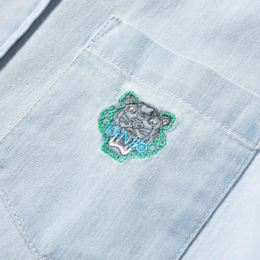 Kenzo Tiger Pocket Denim ShirtSky Blue