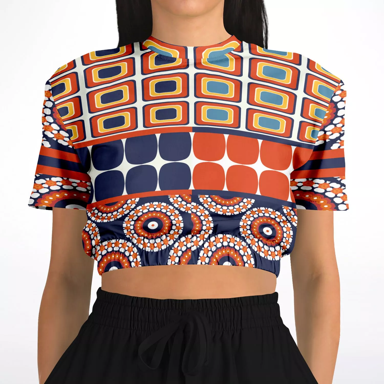 Le Cadeau Short Sleeve Cropped Eco-Poly Sweater