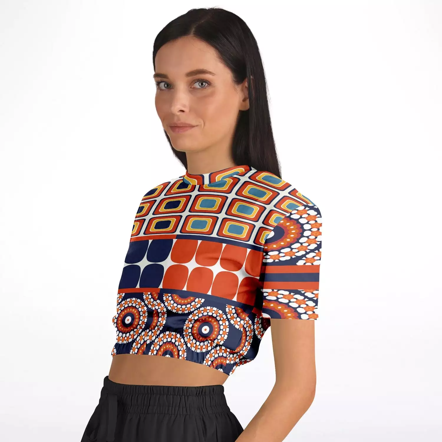 Le Cadeau Short Sleeve Cropped Eco-Poly Sweater