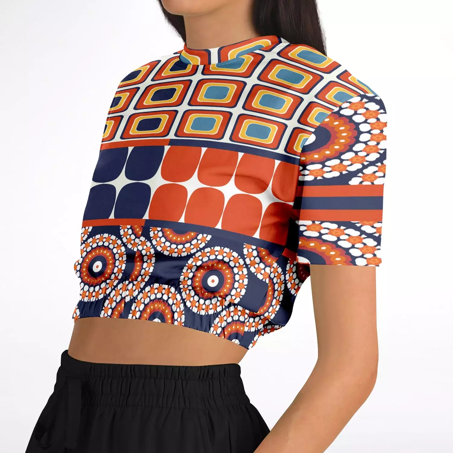 Le Cadeau Short Sleeve Cropped Eco-Poly Sweater